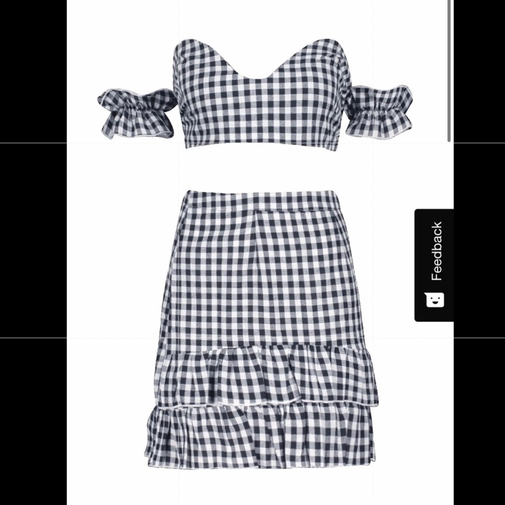 NWT BooHoo Gingham Co-Ord Twin Set - Picture 6 of 7